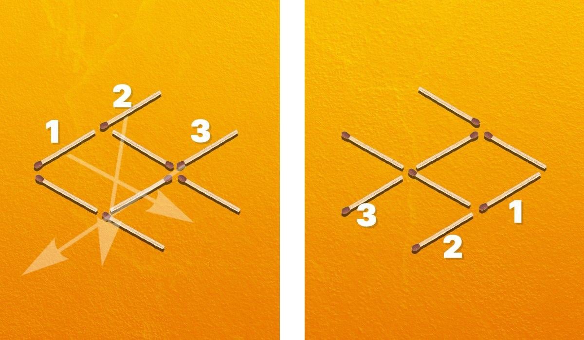 Πρέπει να μετακινήσετε τρία σπίρτα για να γυρίσετε το ψάρι προς τα δεξιά / Κολάζ Moje